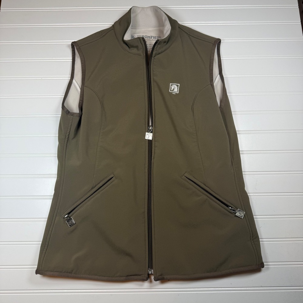 Romfh Equestrian Apparel Women Brown Green Softshell Full Zip Riding Vest Medium